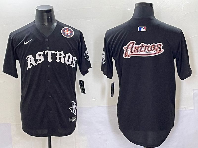 Men 2025 Houston Astros Blank Black Seven generations Joint Name Nike MLB Jersey style 19->houston astros->MLB Jersey
